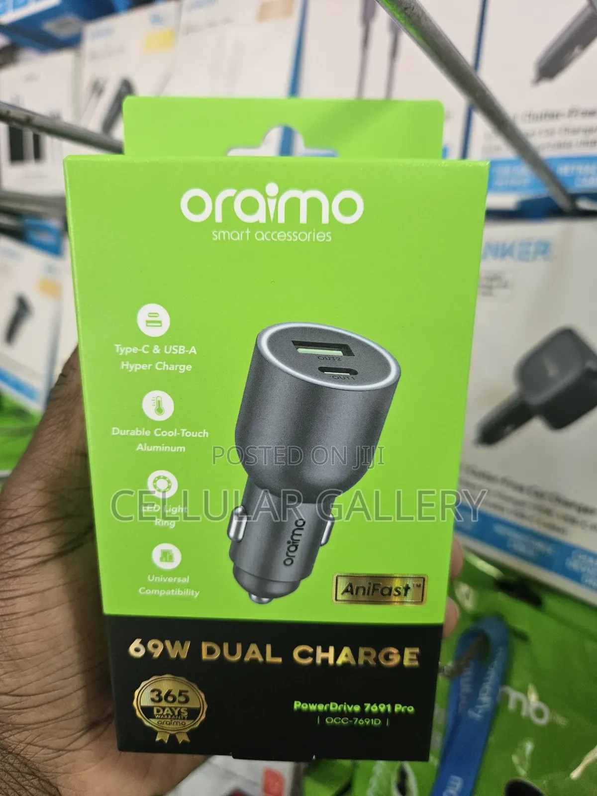 Oraimo Car Charger(USB-C and USB-A)Dual Charge Power Drive 7691 Pro