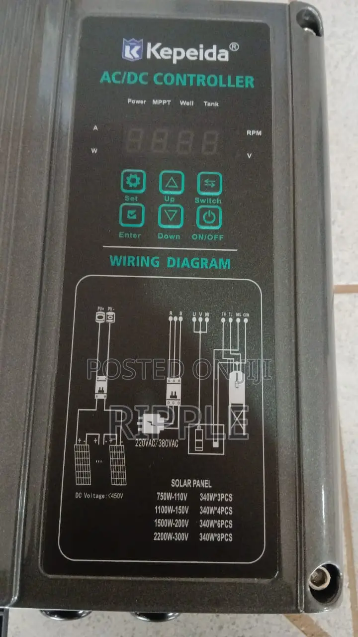 1100W AC/DC Hybrid Borehole Pump 125m 4000l/H Separate Controller