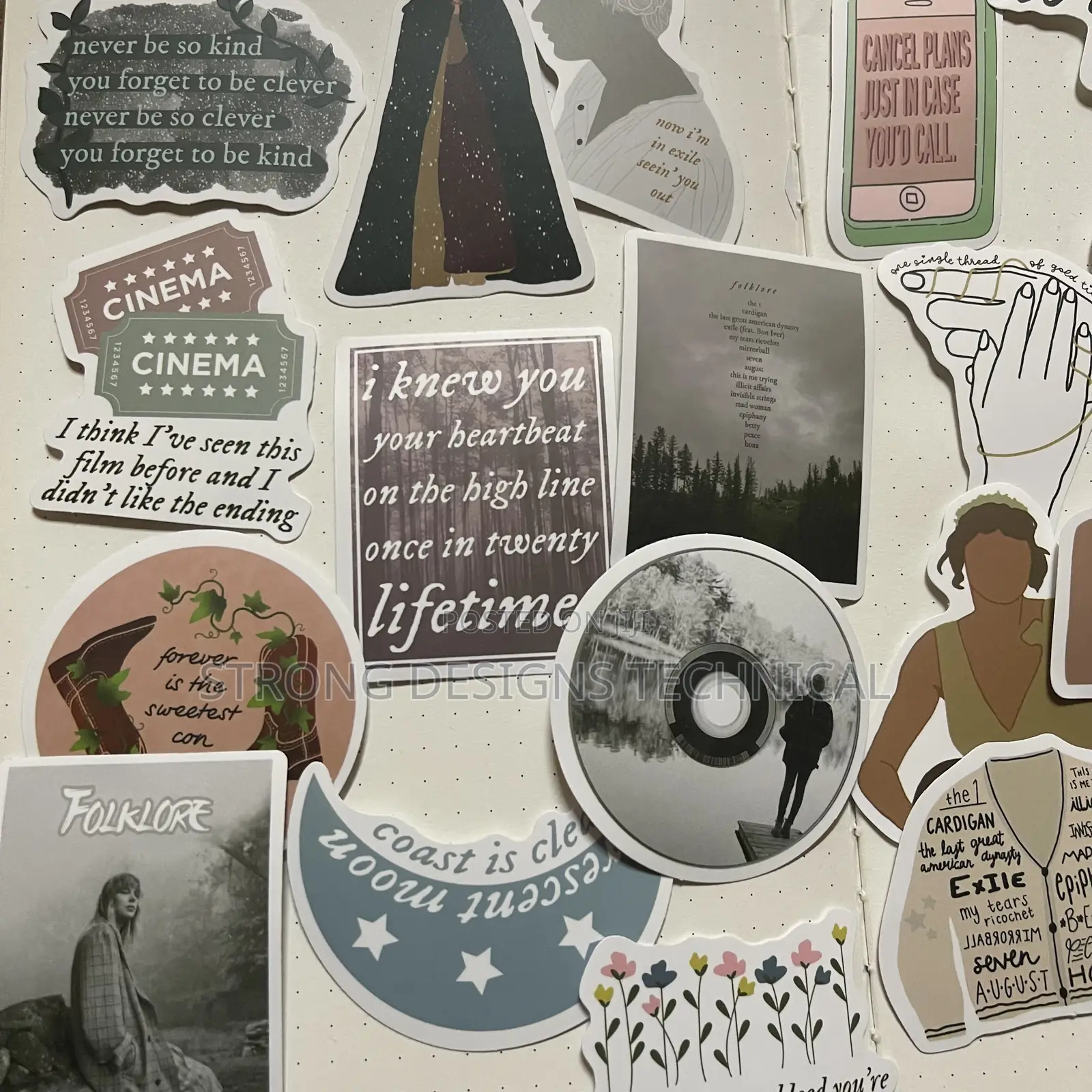 Taylor Swift Folklore-Evermore Inspired Laptop Stickers