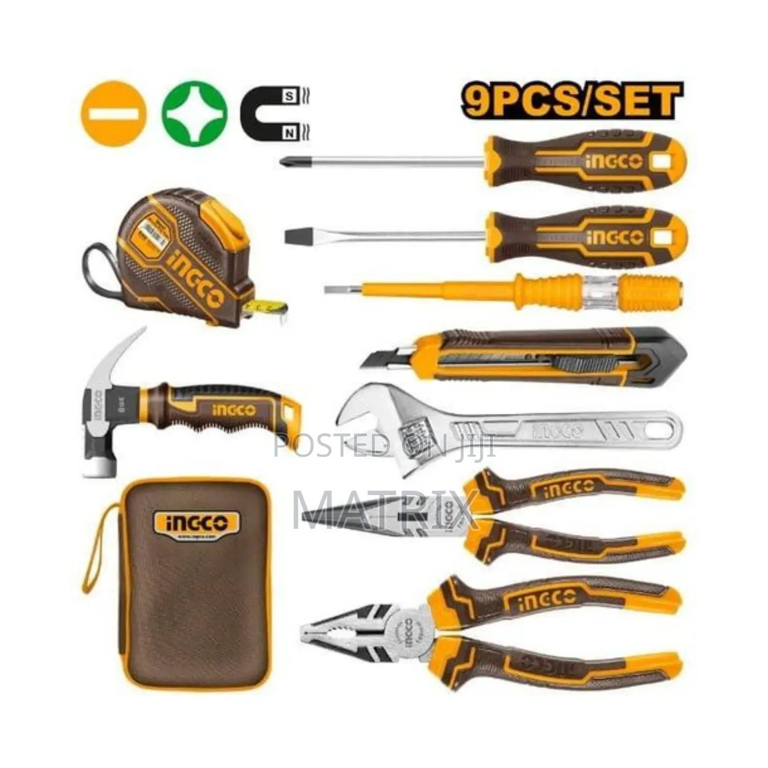 INGCO 9 Piece Hand Tools Set - Silver