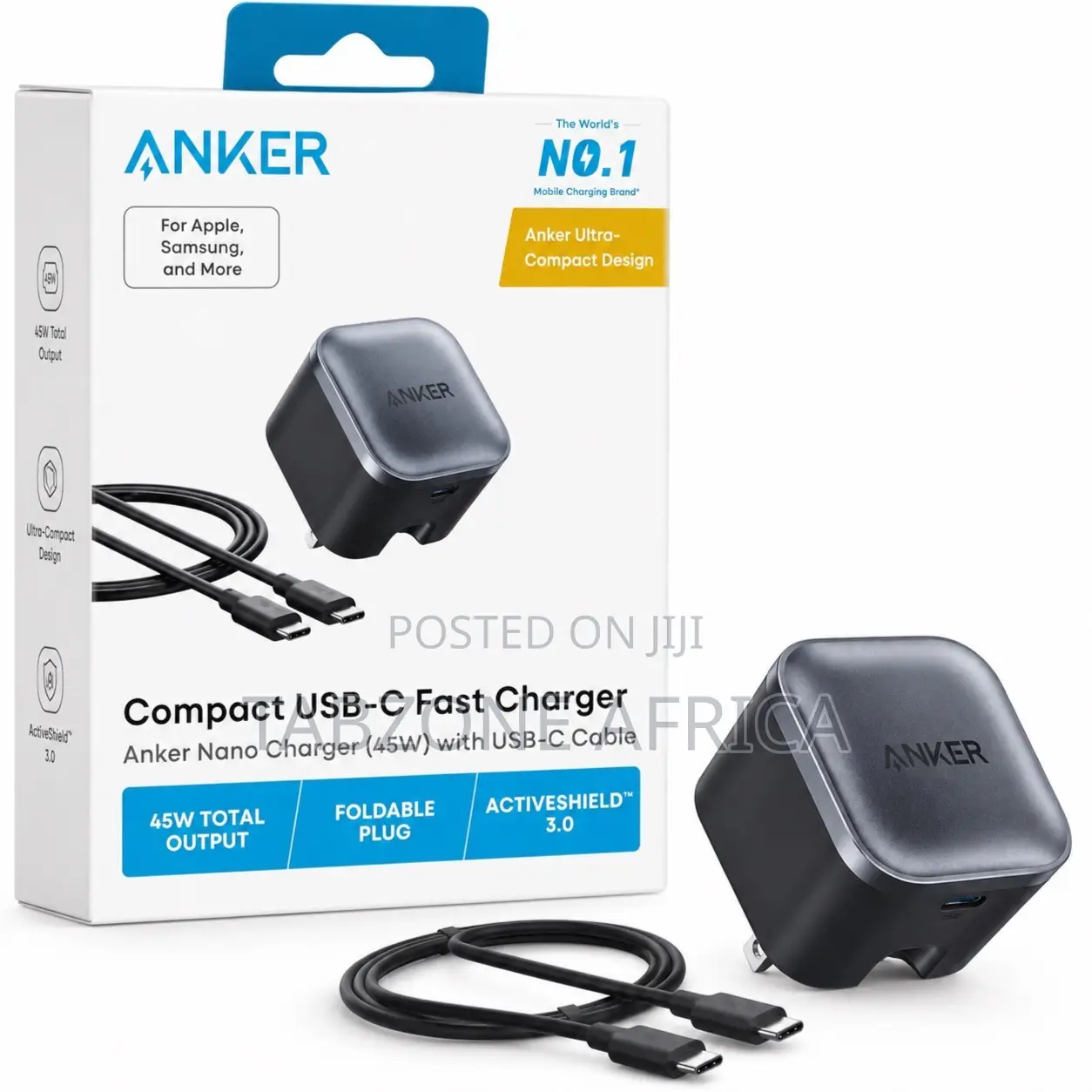 Anker Nano Charger 45W Fast Charger With USB-C Cable – Foldable Plug