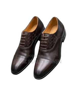 Men's Dark Brown Leather Cap-Toe Oxford Shoes