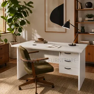 Workstation-Desk-120cm-Wood-Top-Metallic-X-Legs-Stable-Design-