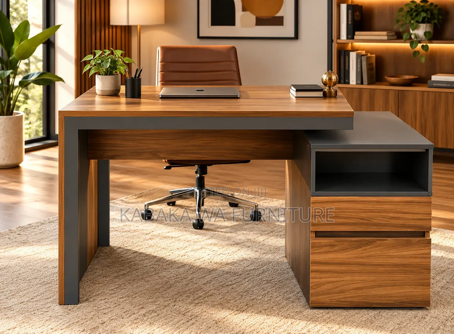 Workstation-Desk-120cm-Wood-Top-Metallic-X-Legs-Stable-Design