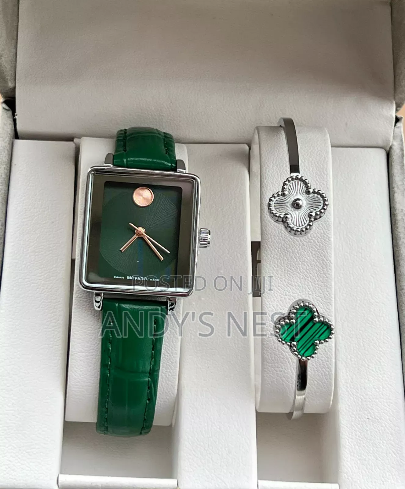 Movado Green Watch With a Bangle for Women