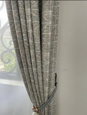 Cream and With Dark Grey Curtains