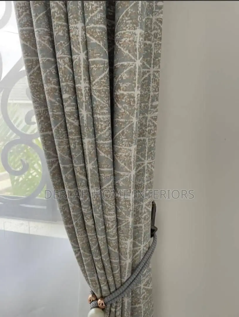 Cream and With Dark Grey Curtains