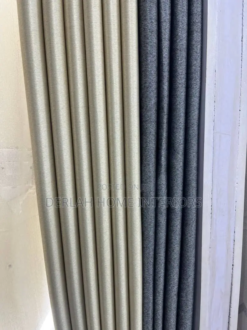 Cream and With Dark Grey Curtains