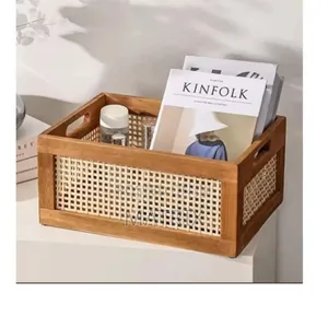 Wooden Storage Box With Handles-Decorative Organizer for Home Office