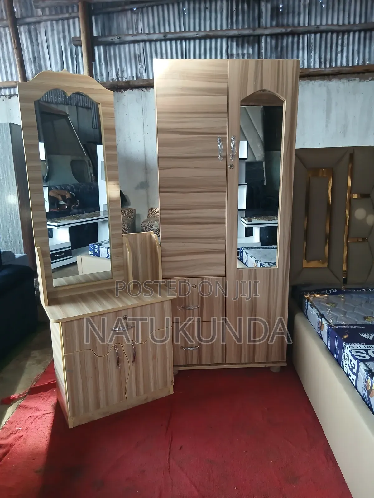 Cream Dressing Mirror and Wardrobe