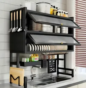 6-in-1 Over Sink Dish Rack With Cabinet