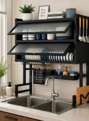 6-in-1 Over Sink Dish Rack With Cabinet