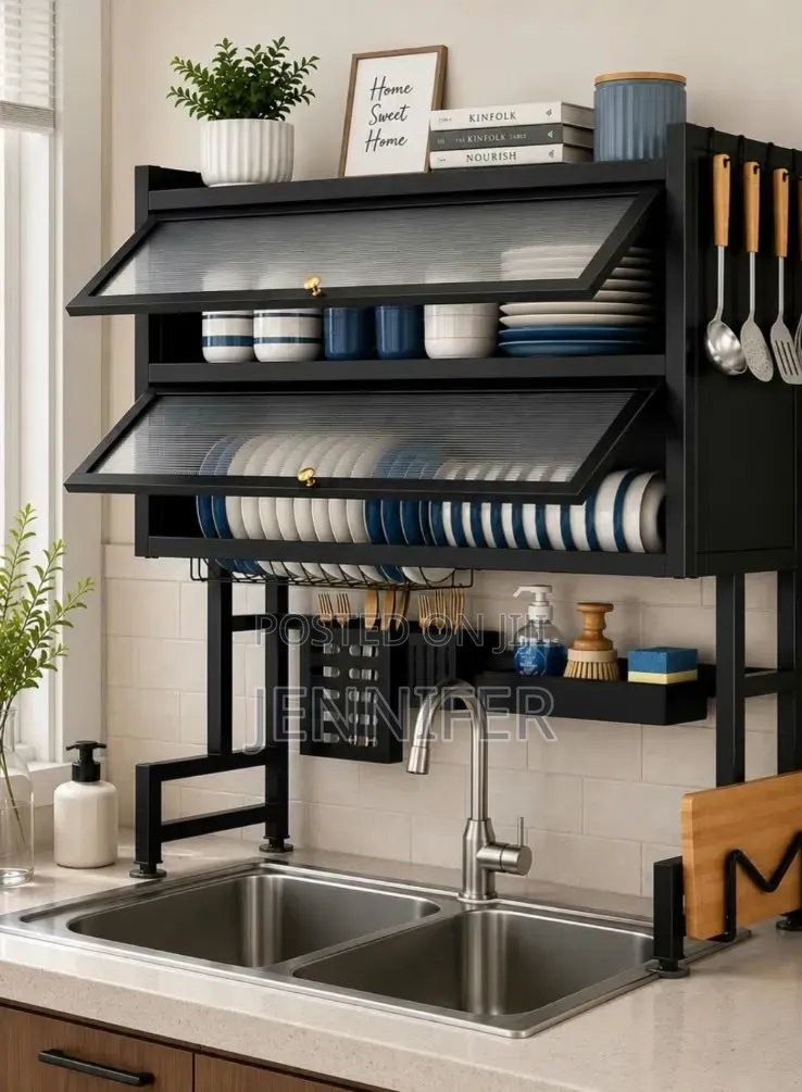 6-in-1 Over Sink Dish Rack With Cabinet