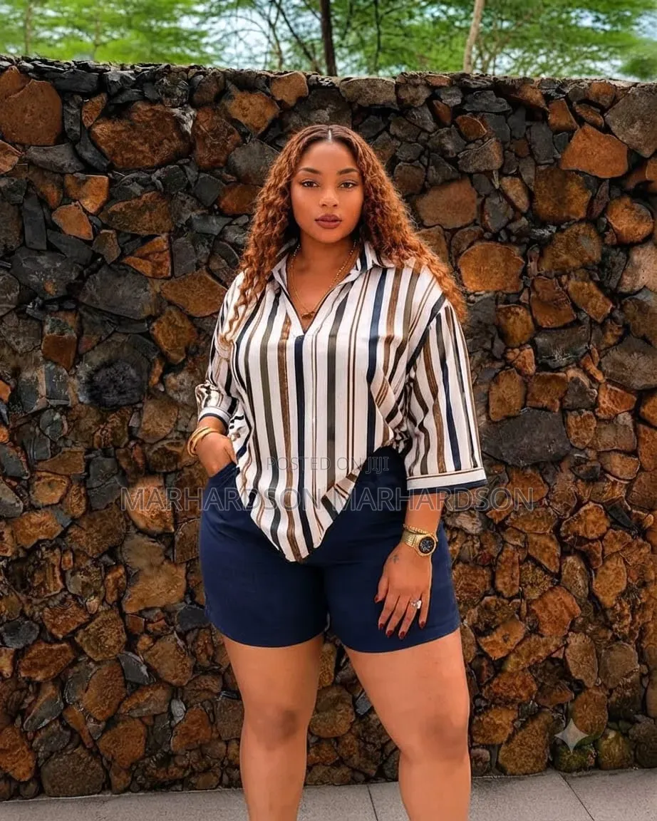 Casual Striped Ladies Short 2pc