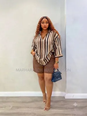 Casual Striped Ladies Short 2pc