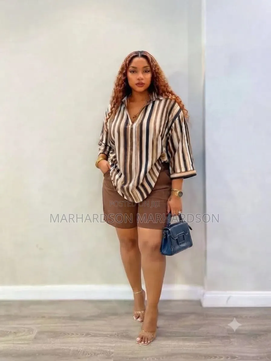 Casual Striped Ladies Short 2pc