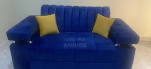 Clean 2-Seater Royal Blue Sofa+2pillows Kayanga Kiteezi