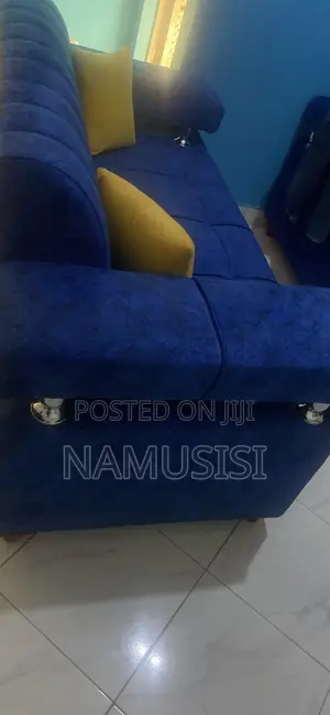 Clean 2-Seater Royal Blue Sofa+2pillows Kayanga Kiteezi