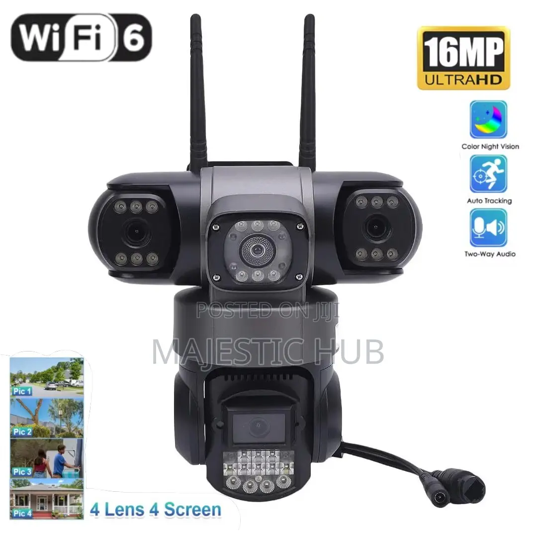 V380 Pro 16MP WiFi 6 Camera – 4-Lens Color Night Vision CCTV