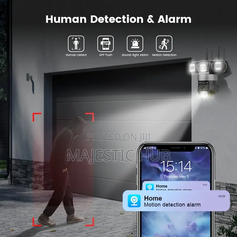 V380 Pro 16MP WiFi 6 Camera – 4-Lens Color Night Vision CCTV