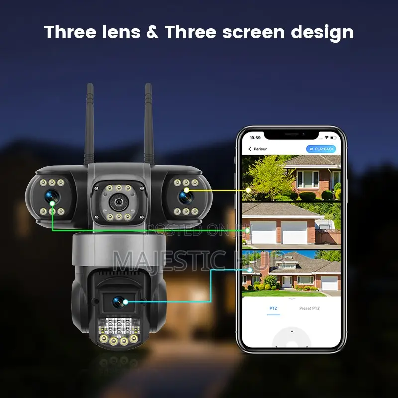 V380 Pro 16MP WiFi 6 Camera – 4-Lens Color Night Vision CCTV