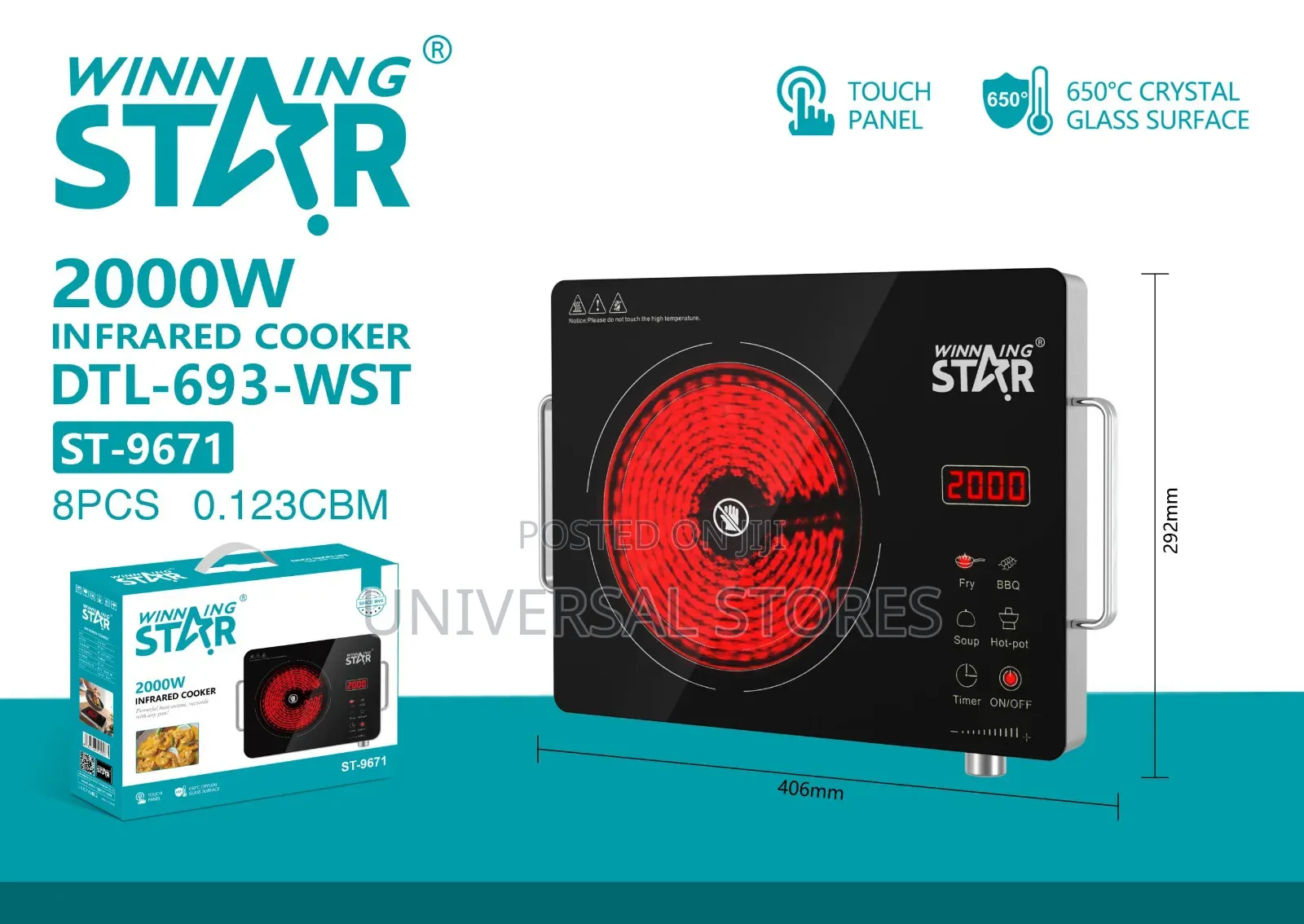 Winningstar Electric Infrared Cooker Vitro Ceram Panel