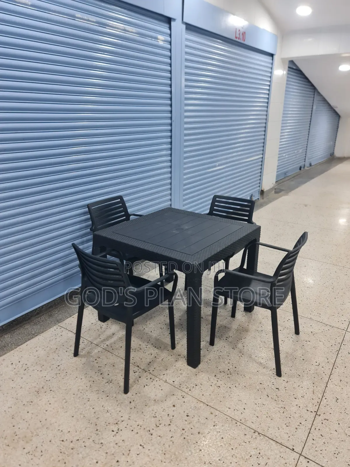 Extort Black Plastic Table and Chairs Plastic Table and Chairs