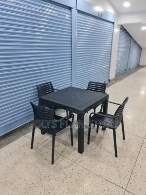 Extort Black Plastic Table and Chairs Plastic Table and Chairs