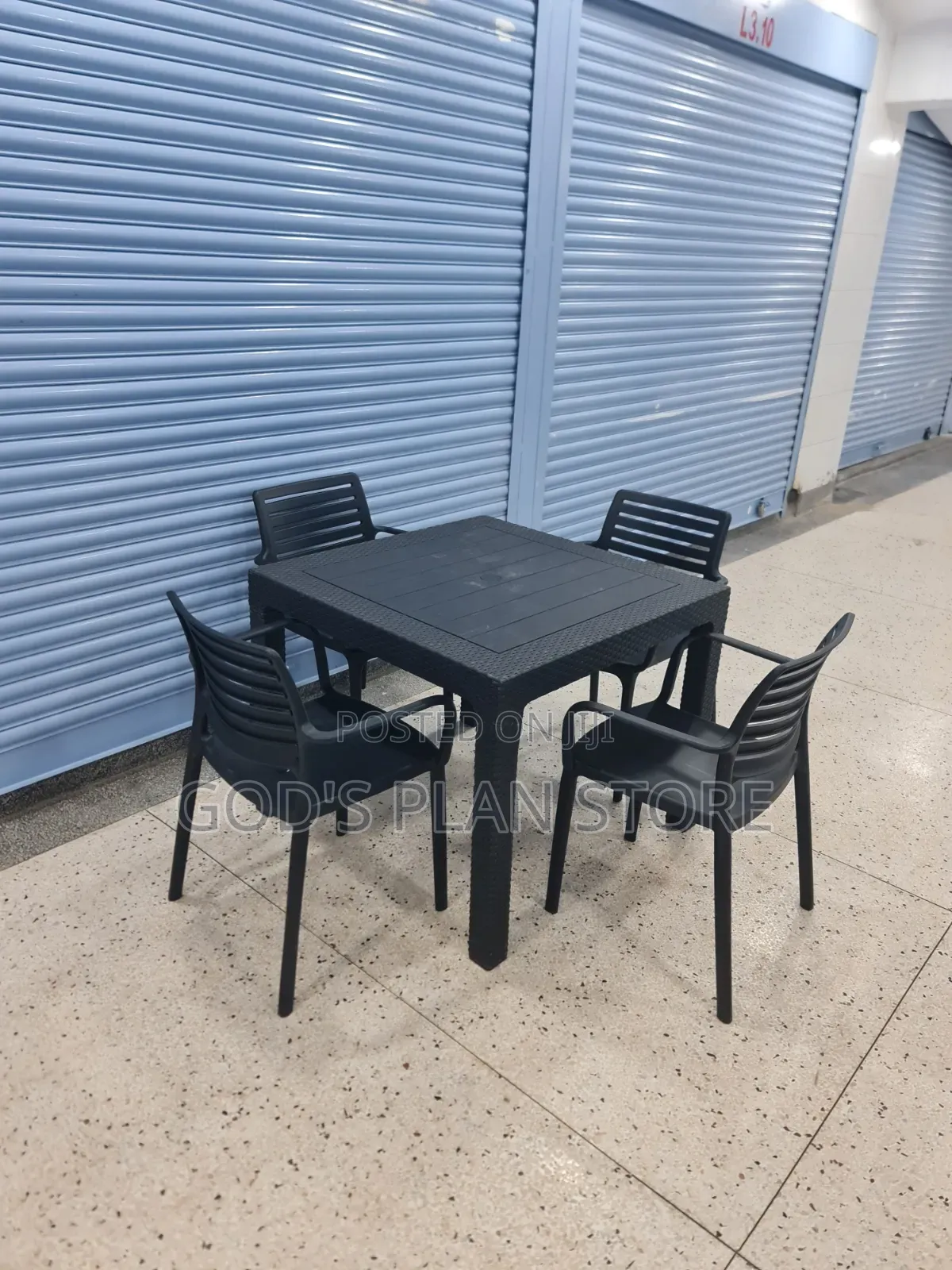 Extort Black Plastic Table and Chairs Plastic Table and Chairs