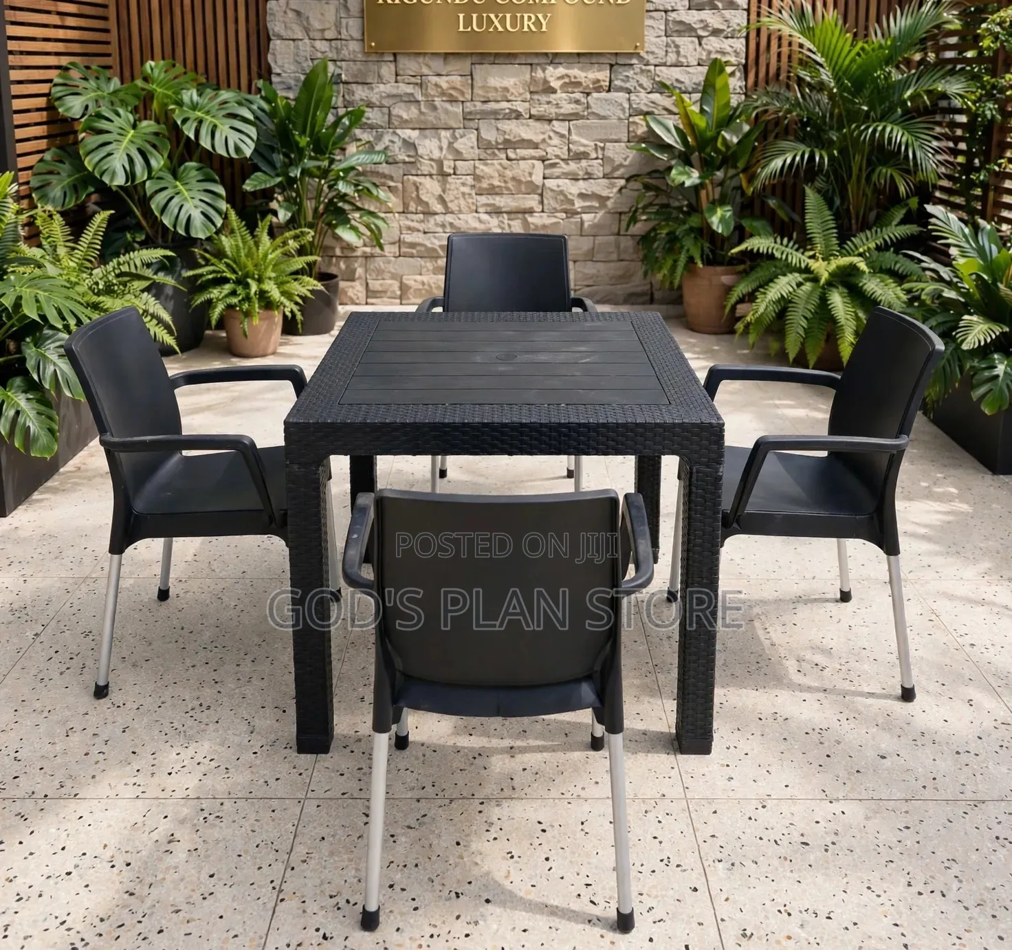 All Black Patio Plastic Table and Chairs Plastic Table and Chairs