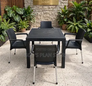 All Black Patio Plastic Table and Chairs Plastic Table and Chairs