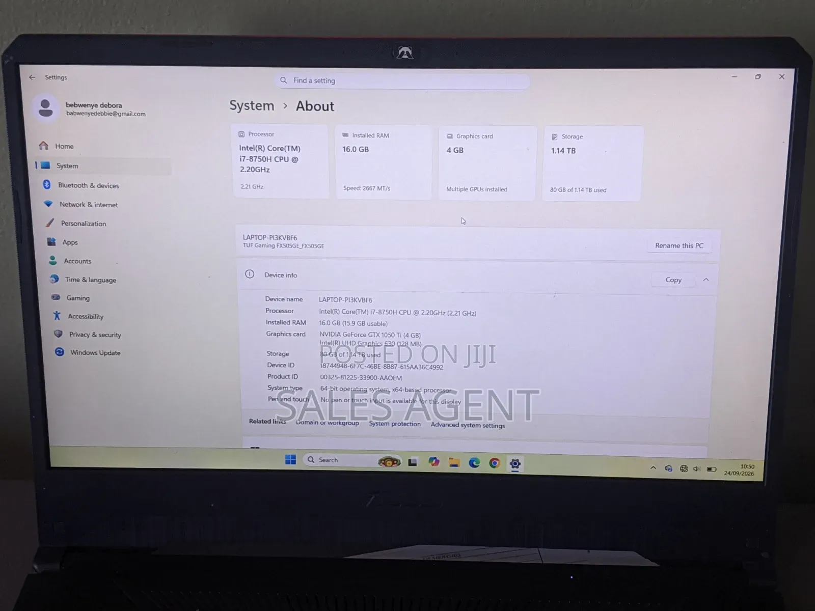 Laptop Asus TUF Gaming A15 16GB Intel Core i7 HDD+SSD 1.5T