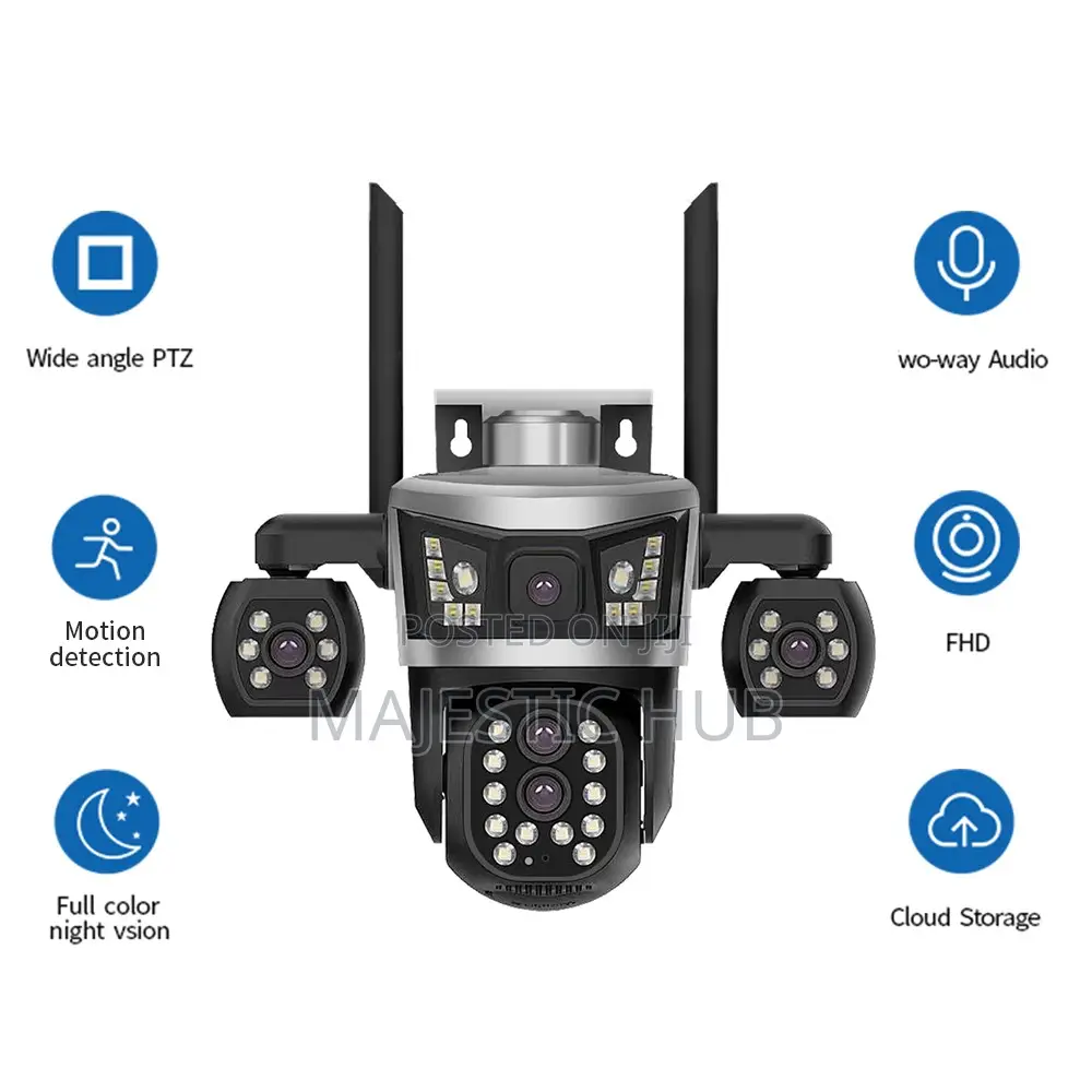 V380 Pro 4-Lens PTZ WiFi Camera – 10X Zoom Color Night Vision
