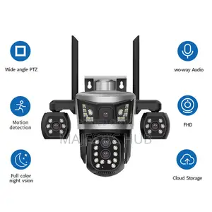 V380 Pro 4-Lens PTZ WiFi Camera – 10X Zoom Color Night Vision