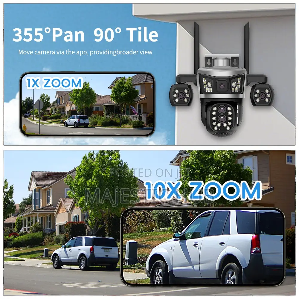 V380 Pro 4-Lens PTZ WiFi Camera – 10X Zoom Color Night Vision