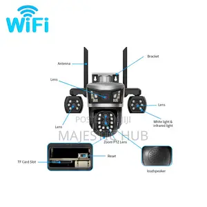 V380 Pro 4-Lens PTZ WiFi Camera – 10X Zoom Color Night Vision