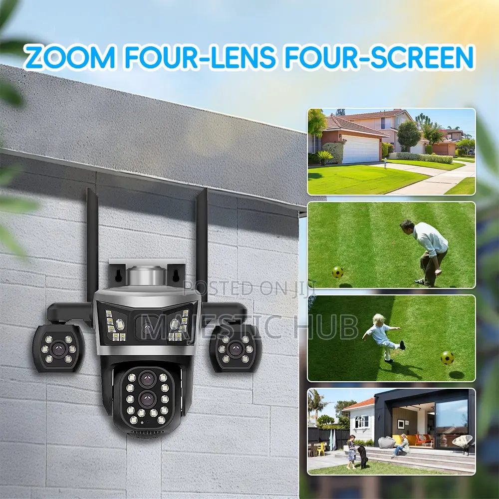 V380 Pro 4-Lens PTZ WiFi Camera – 10X Zoom Color Night Vision