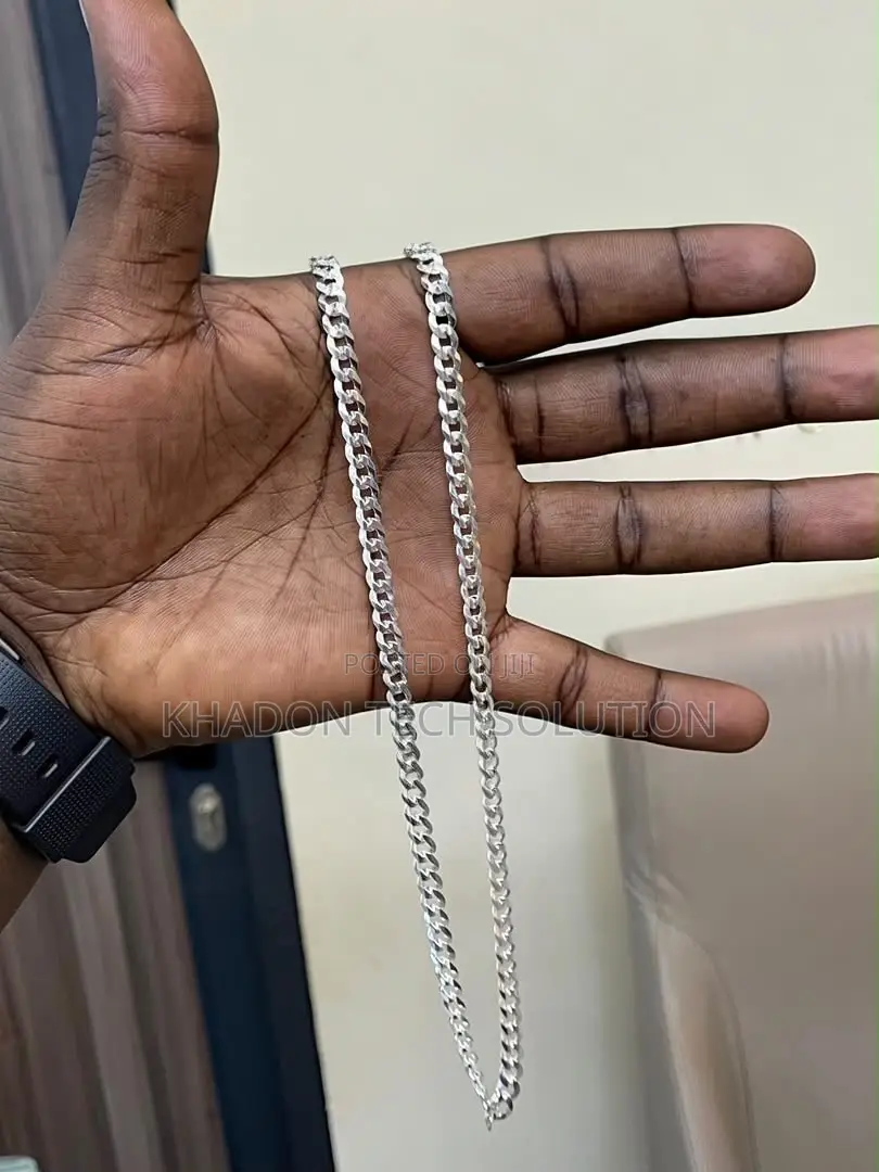 High-Polished Silver Curb Link Chain Necklace