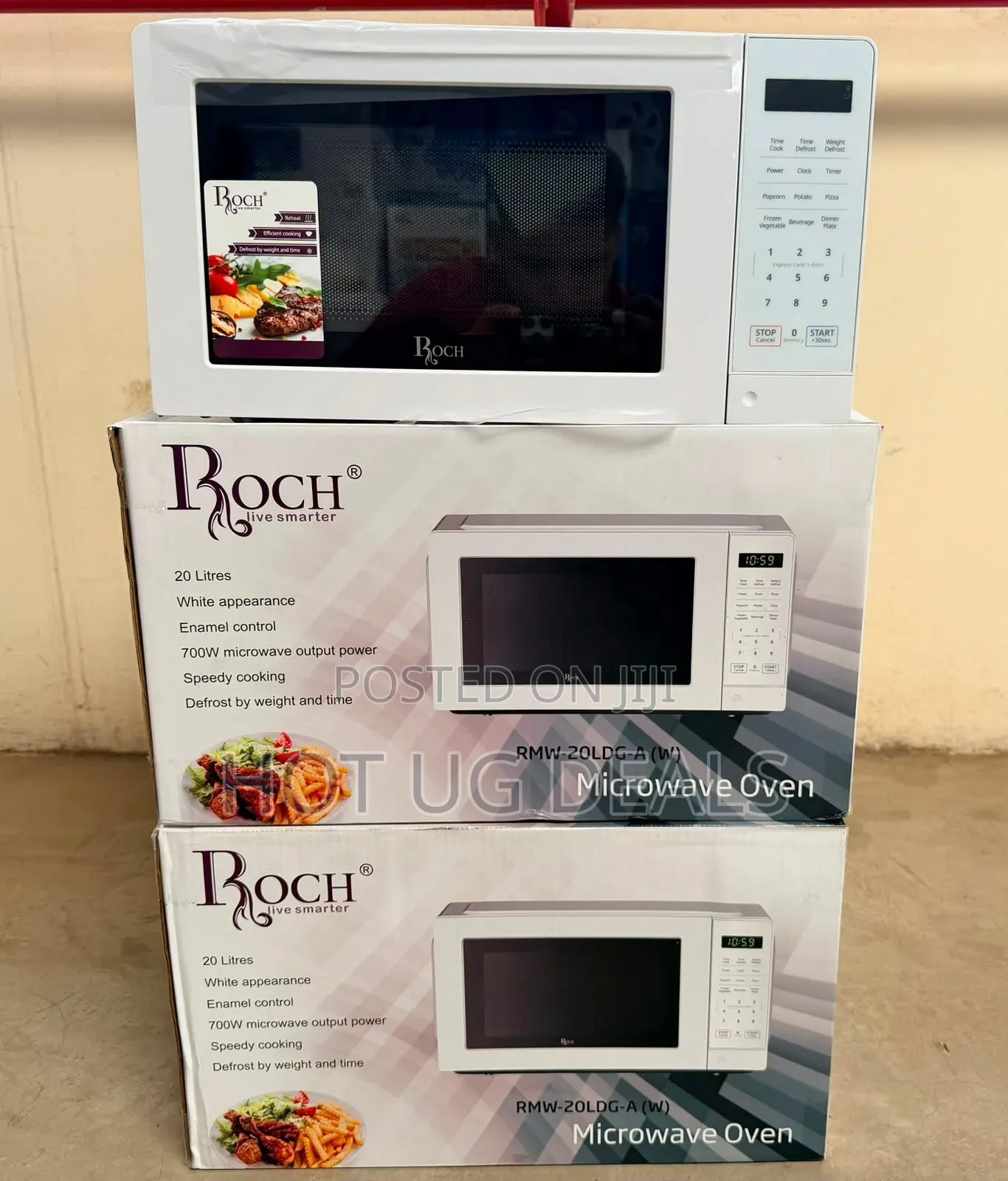 Roch 20L Digital Microwave Oven With Mirror Door – White