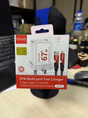 Excellent 67W Multi-Port Fast Charger - 2 Type-C + 1 USB Port (CH-9)