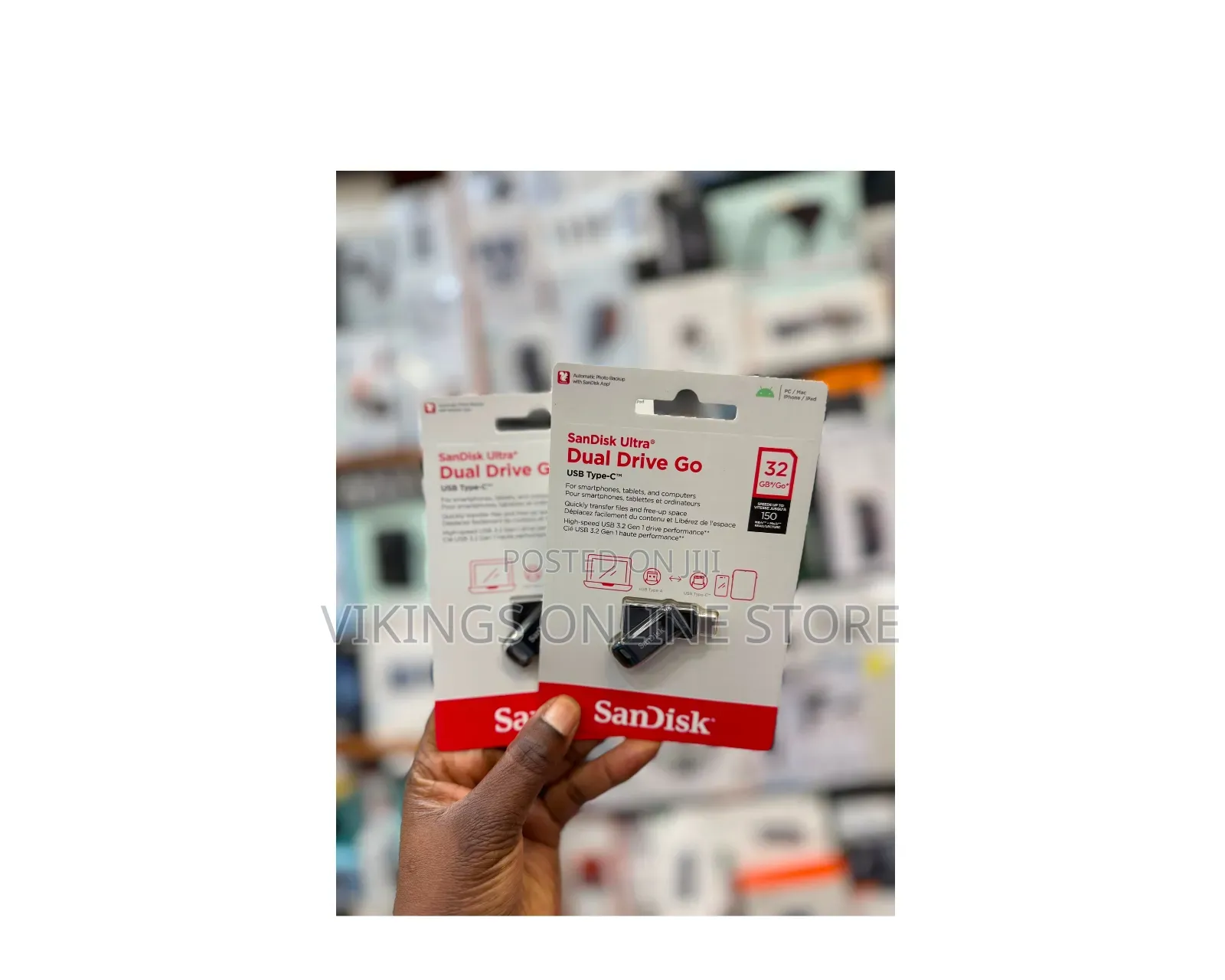 32GB SanDisk Ultra Dual Drive Go With USB Type-C and Type-a Connectors