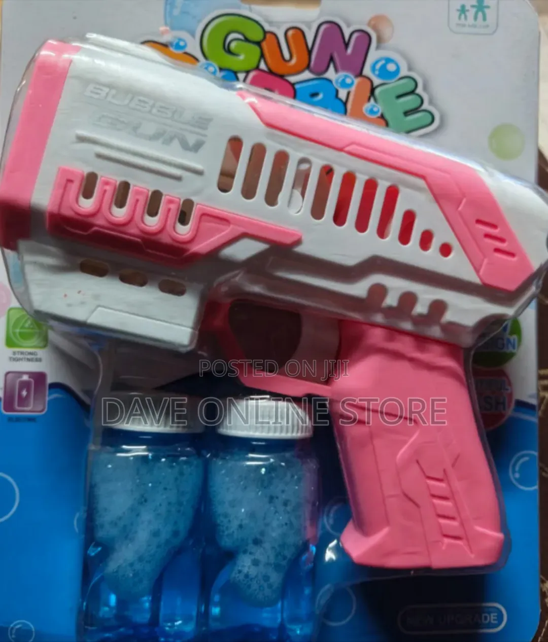 Pink-and-White Electric Bubble Gun Toy