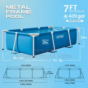 2.2m Rectangular Metal Frame Swimming Pool