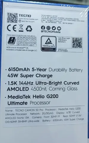 New Tecno Camon 50 Pro 256 GB Black
