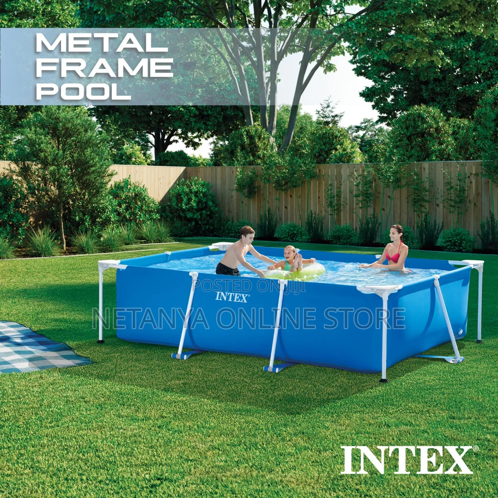 Large Rectangular 3m Metal Frame Swimming Pool