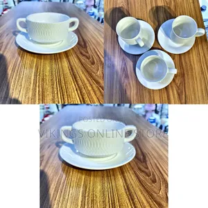 A Dozen Soup Cup With Saucers