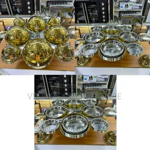 8pcs Rotating Round Serving Dishes Gold