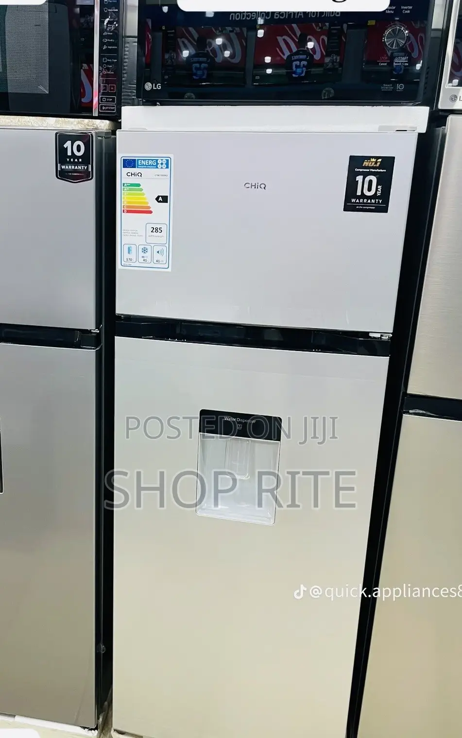 Chiq 270l Refrigerator Double Door With Dispenser Original
