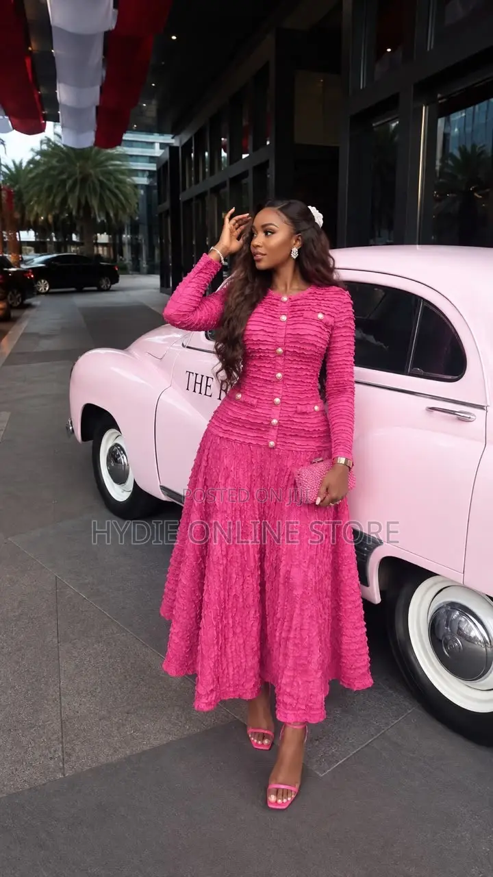 Button Pink Round Dress