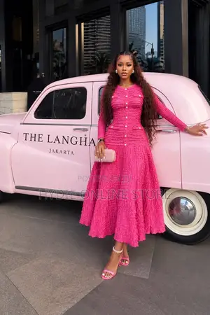 Button Pink Round Dress